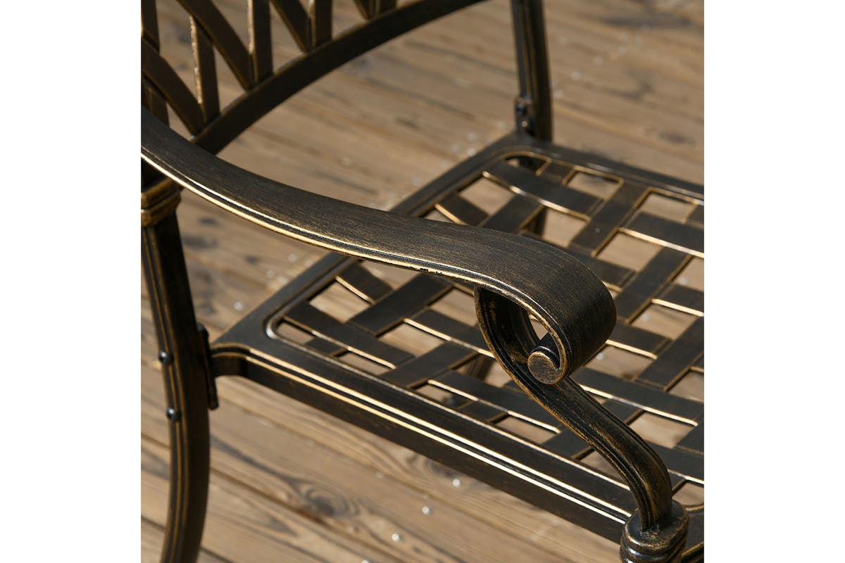 Outsunny Garden Dining Table Set with Umbrella Hole | Bronze | 5 Pieces-7