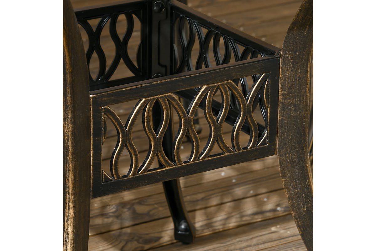 Outsunny Garden Dining Table Set with Umbrella Hole | Bronze | 5 Pieces-8