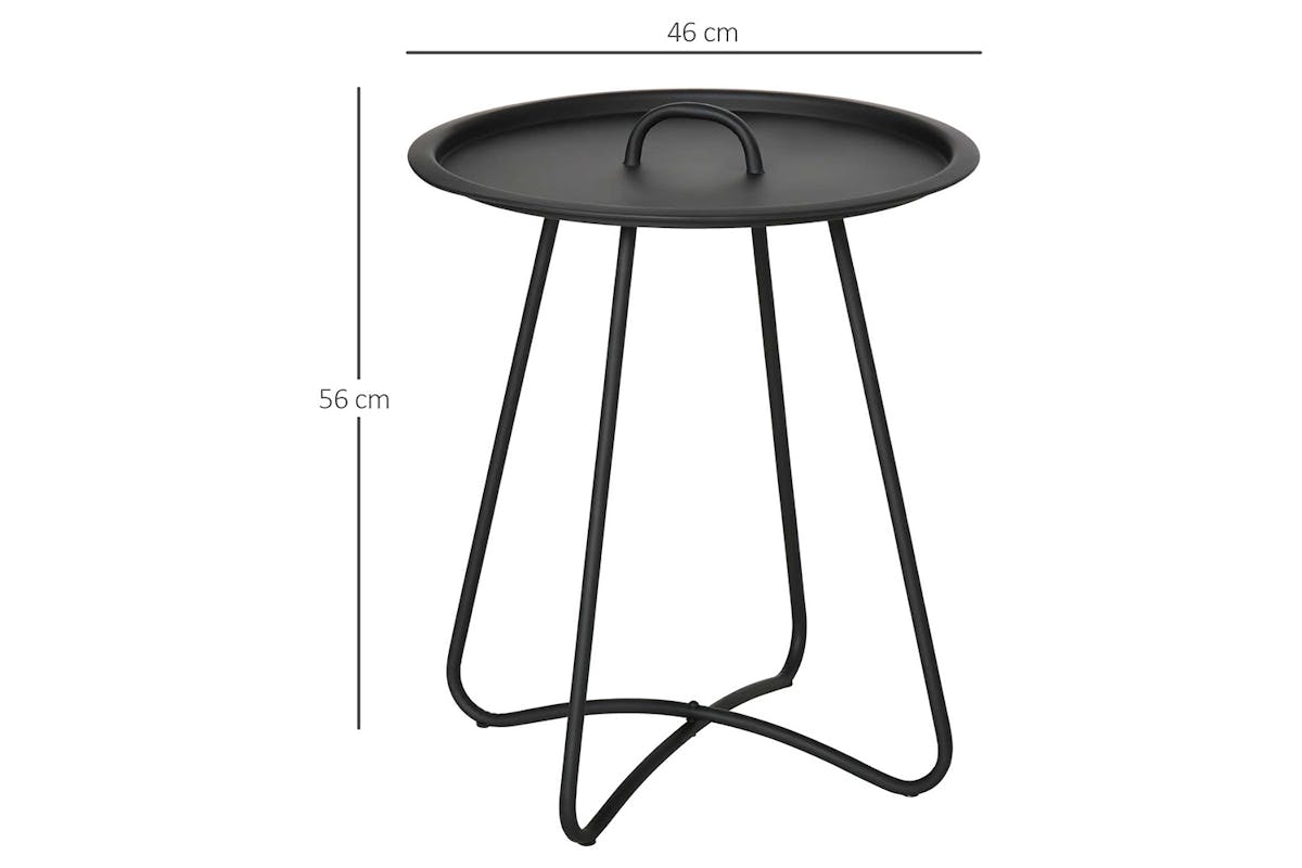 Outsunny Round Coffee Table with Handle | Black-5