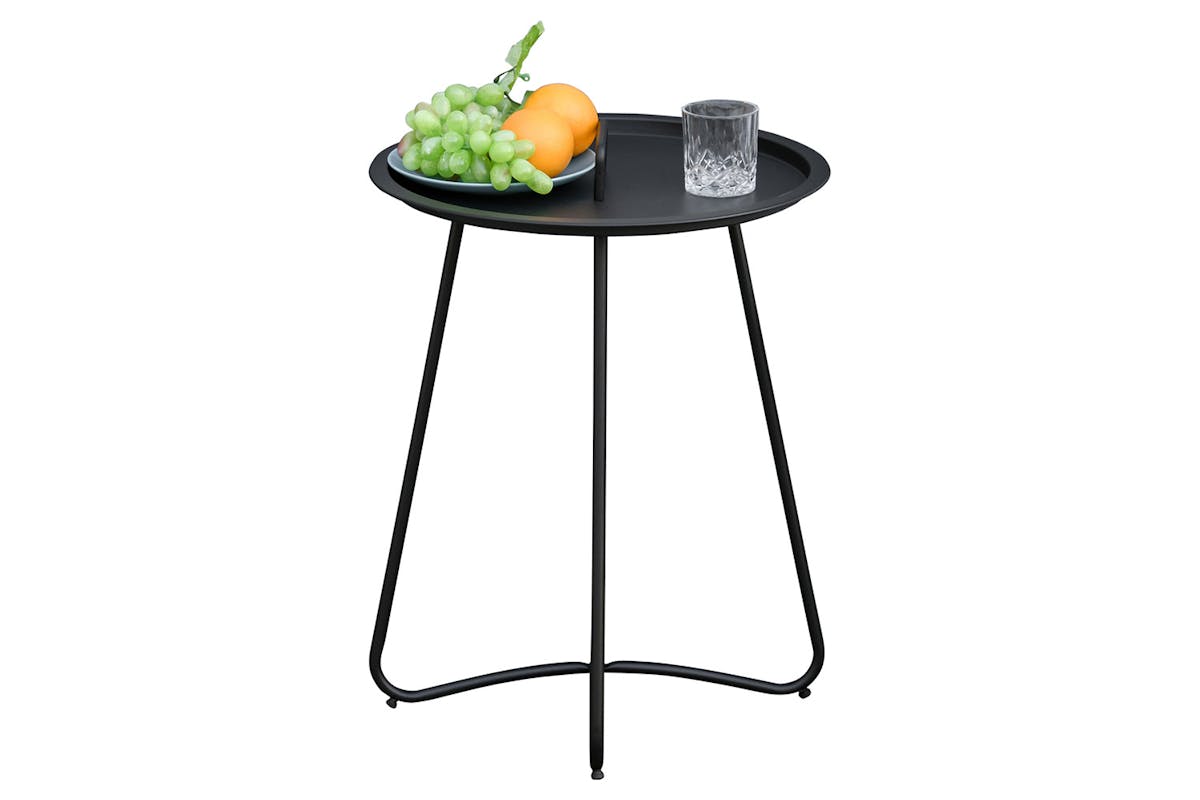 Outsunny Round Coffee Table with Handle | Black-6