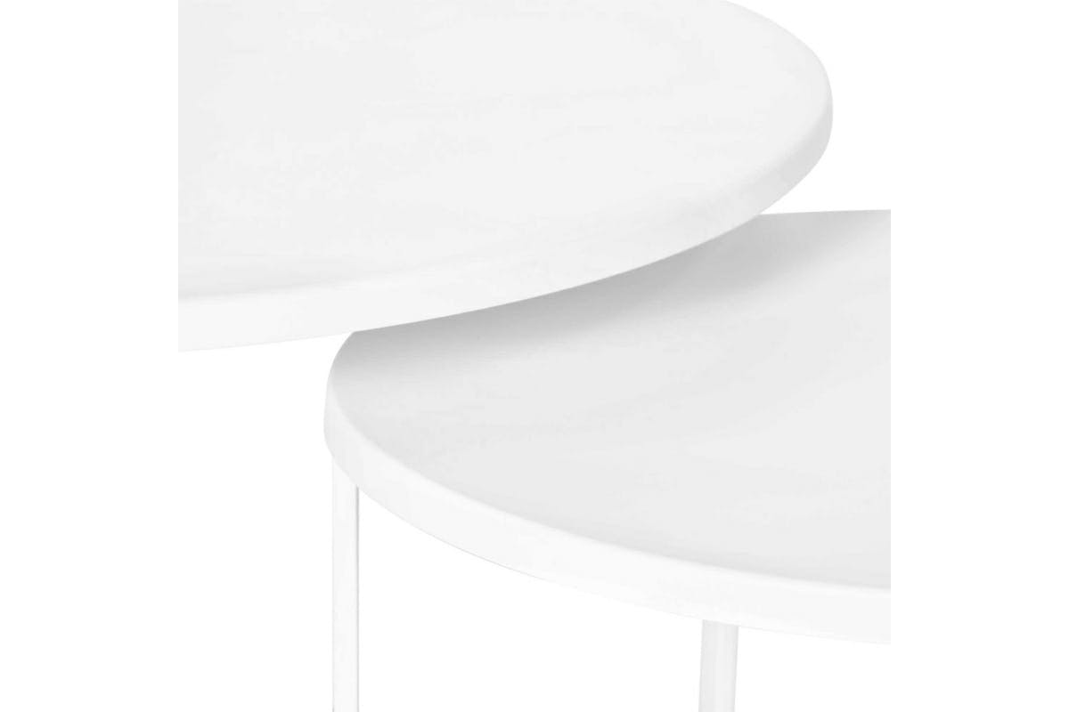 Outsunny Round Coffee Table Pair | White-8