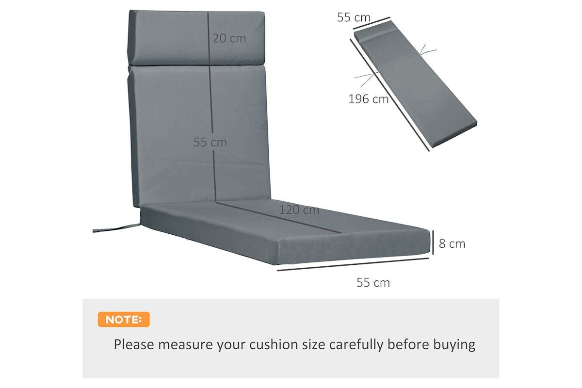 Outsunny Sun Lounger Cushions | Dark Grey | Set of 2-8