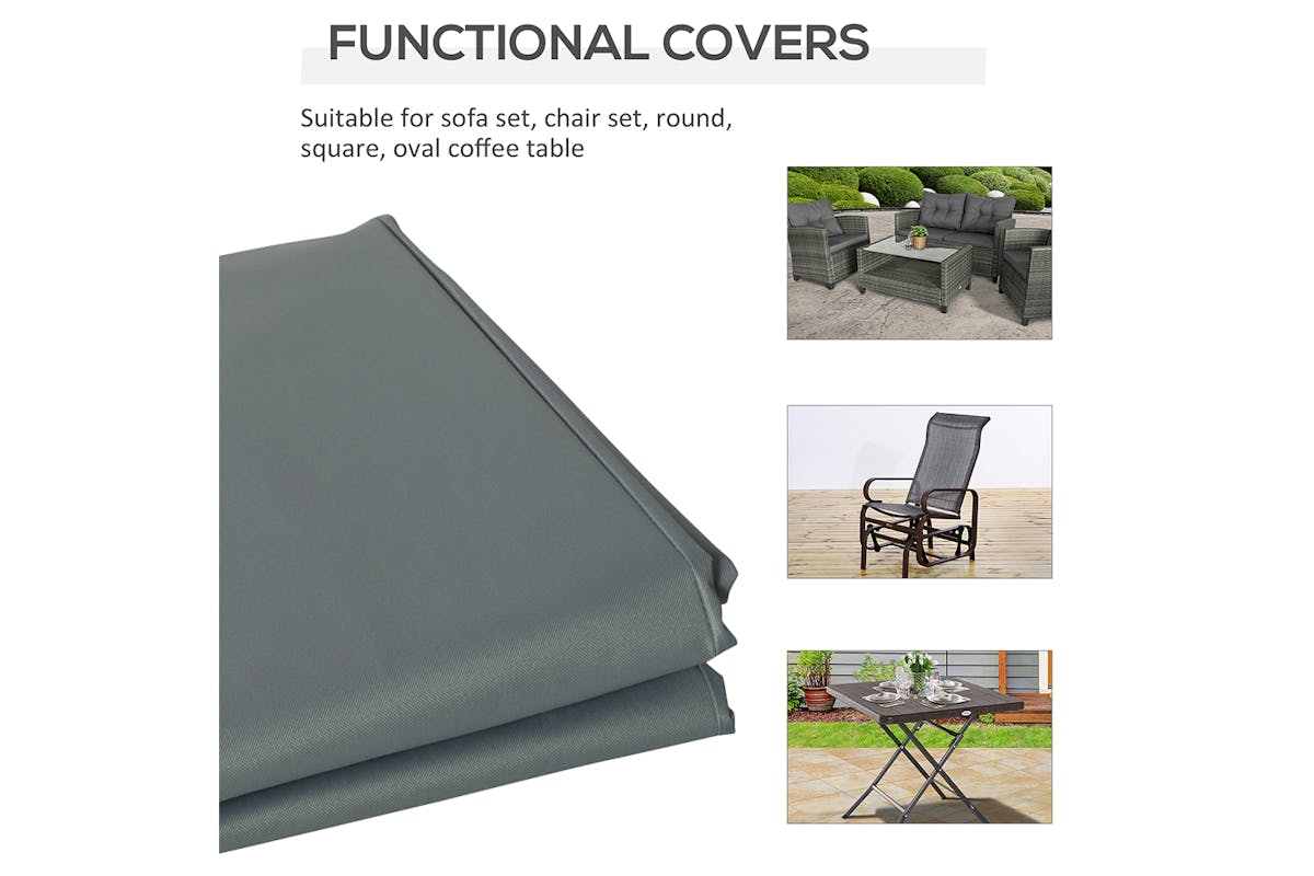 Outsunny 3 Seater Sofa Furniture Cover | Dark Grey/Light Grey-5