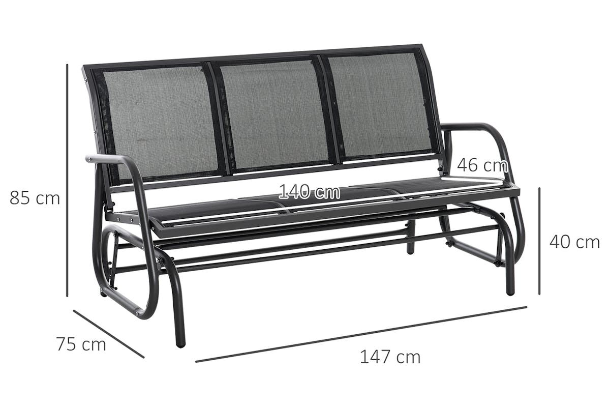 Outsunny 3 Seat Glider Chair | Black-8