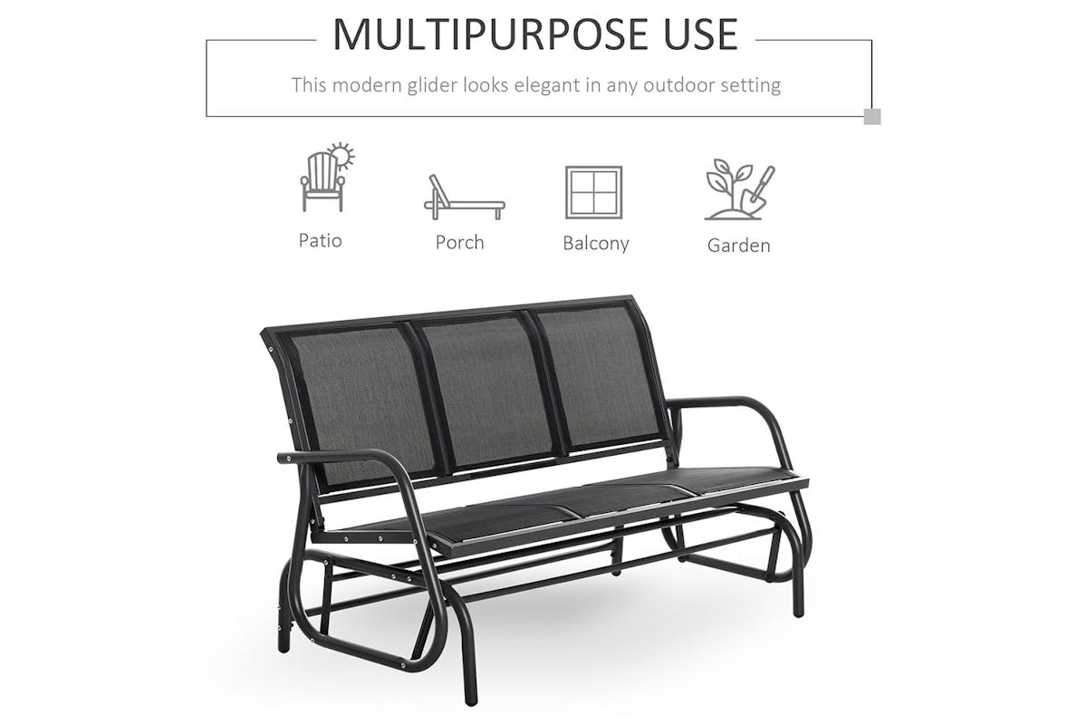 Outsunny 3 Seat Glider Chair | Black-6