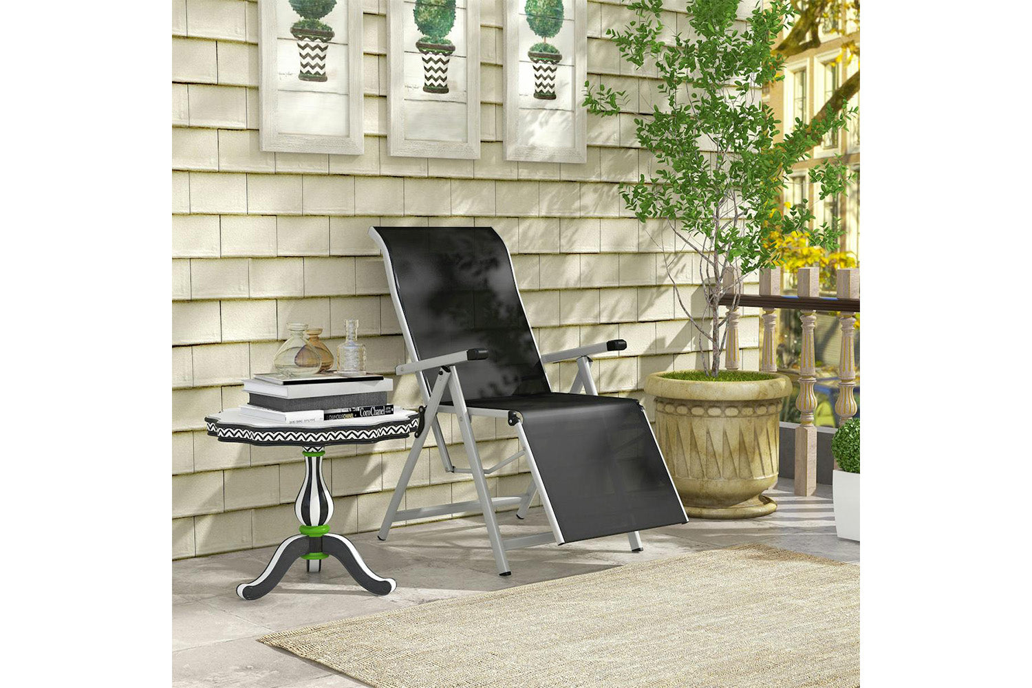 Outsunny Sun Lounge Chair | Black/Grey-2