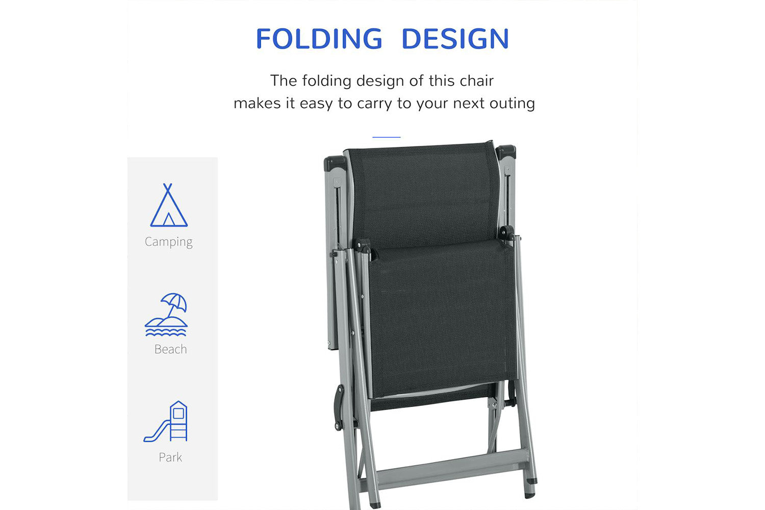 Outsunny Sun Lounge Chair | Black/Grey-3