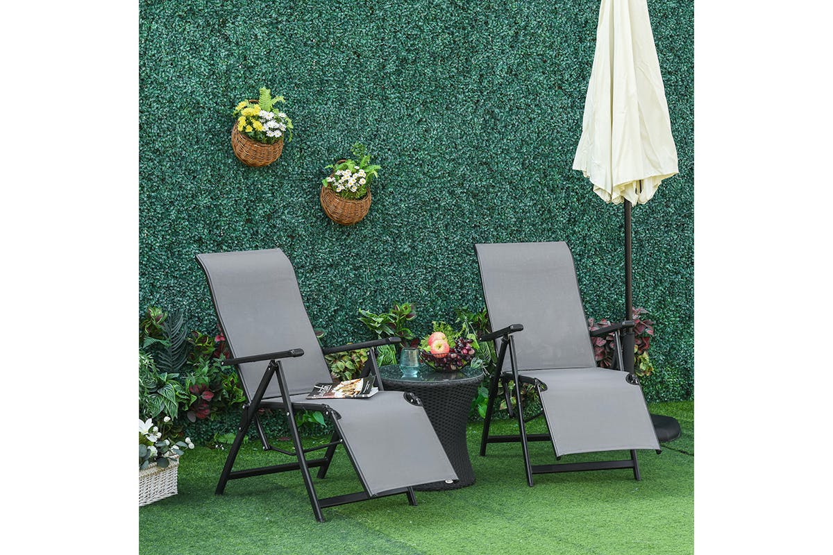 Outsunny Sun Lounge Chair | Black/Grey | Set of 2-2