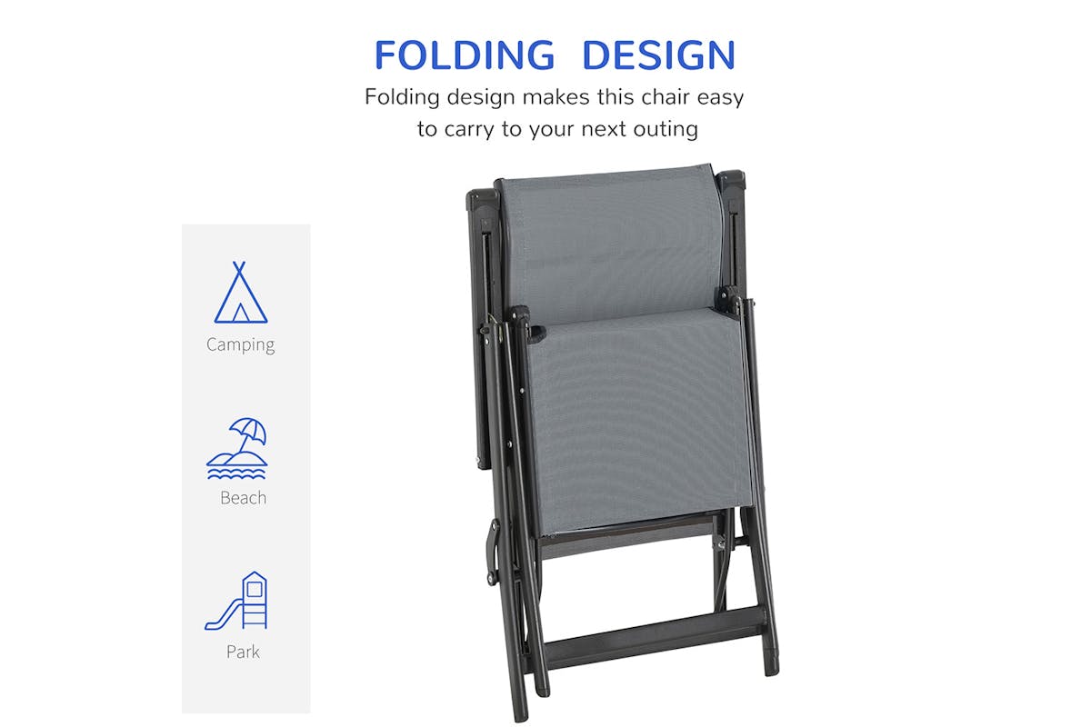 Outsunny Sun Lounge Chair | Black/Grey | Set of 2-4