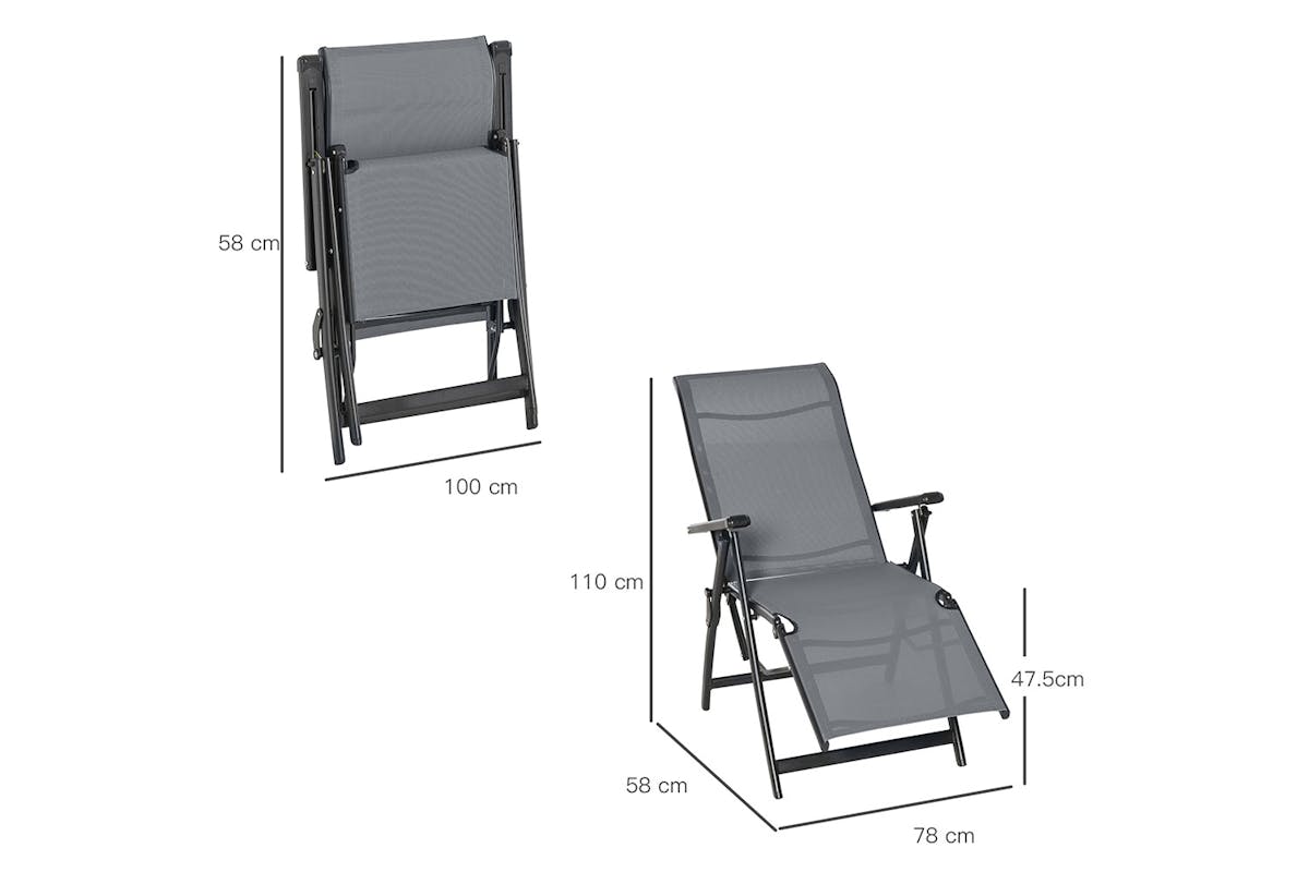 Outsunny Sun Lounge Chair | Black/Grey | Set of 2-5