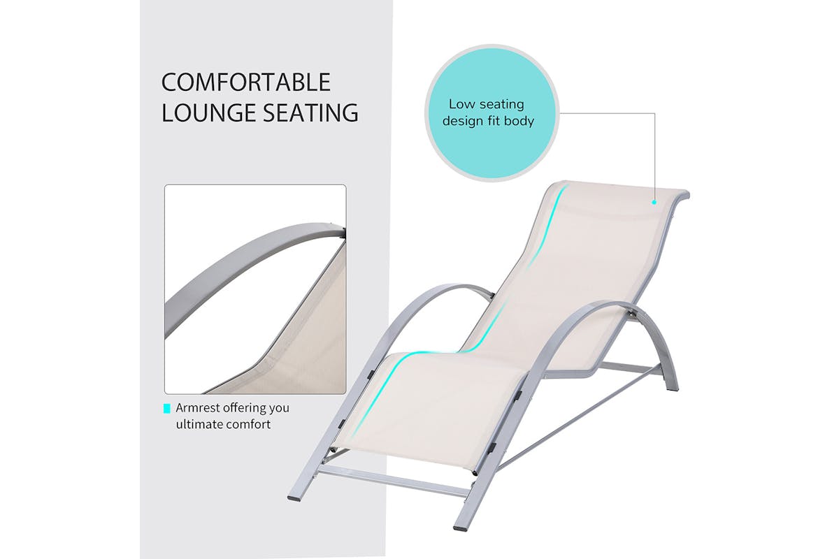 Outsunny Outdoor 3 Pieces Lounge Chair Set | Cream White-3