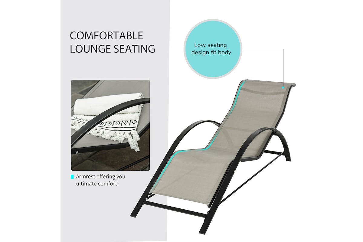 Outsunny Patio 3 Pieces Lounge Chair Set | Grey-3