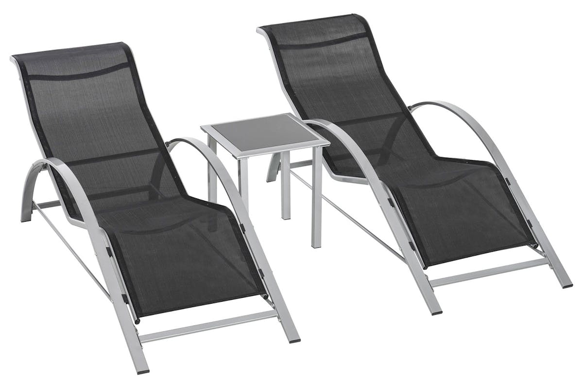 Outsunny Outdoor 3 Pieces Lounge Chair Set | Black
