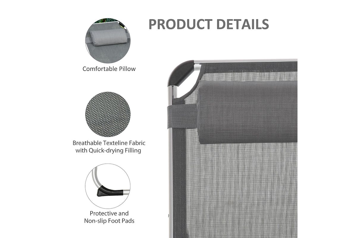Outsunny Folding Outdoor Reclining Sun Lounger Chair | Dark Grey-6