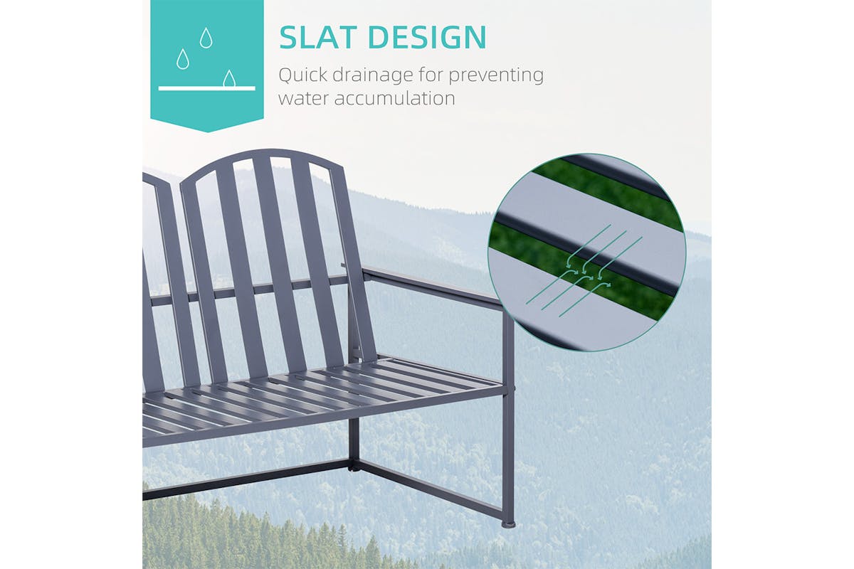 Outsunny Steel Patio Garden Bench | Grey-4