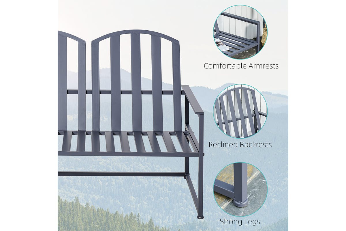 Outsunny Steel Patio Garden Bench | Grey-5