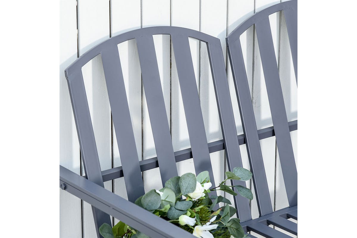 Outsunny Steel Patio Garden Bench | Grey-7