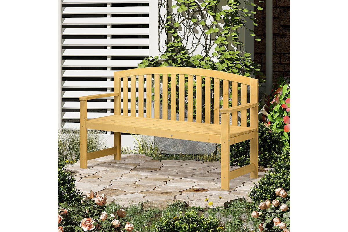 Outsunny 2 Seater Wooden Garden Bench | Orange-2