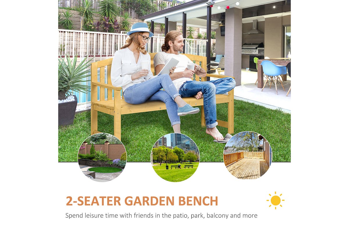 Outsunny 2 Seater Wooden Garden Bench | Orange-3