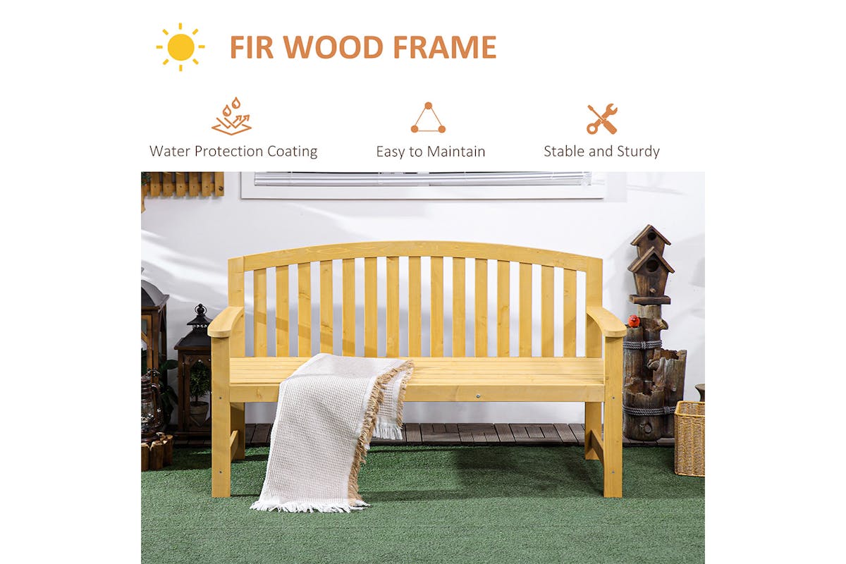 Outsunny 2 Seater Wooden Garden Bench | Orange-4
