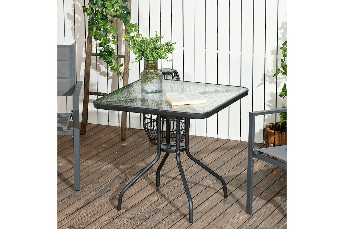 Outsunny Outdoor Square Coffee Table | Black-2