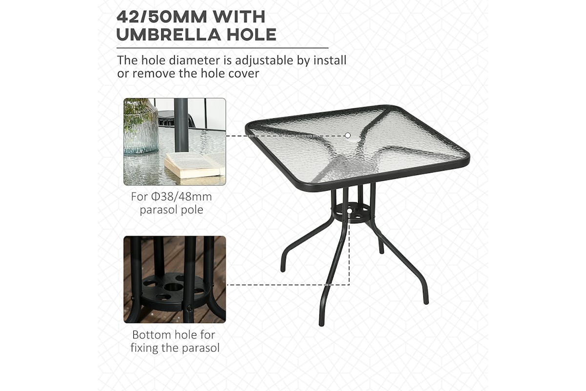 Outsunny Outdoor Square Coffee Table | Black-3