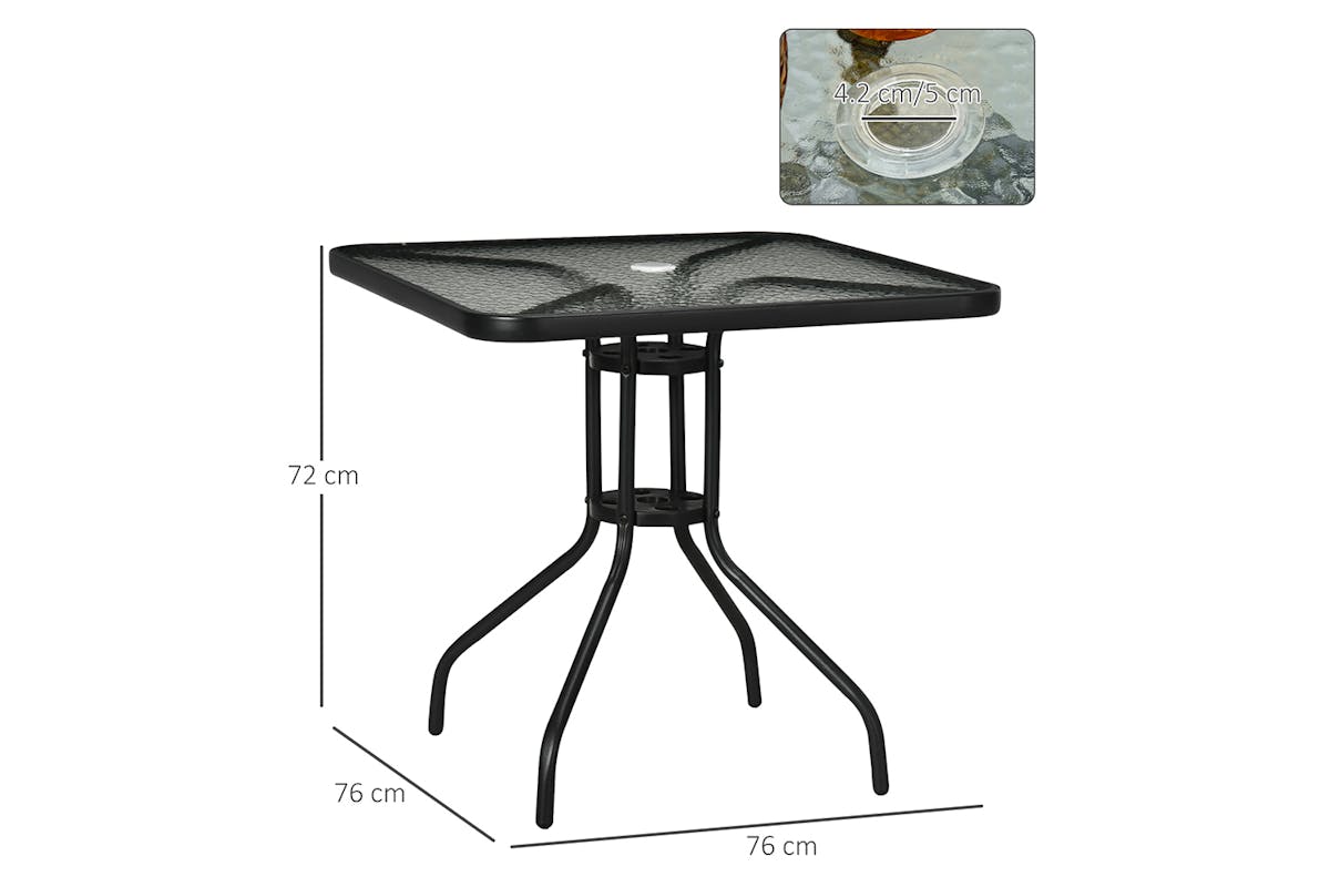 Outsunny Outdoor Square Coffee Table | Black-8