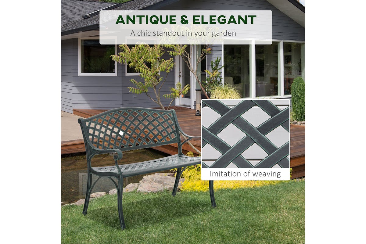 Outsunny Metal Garden Bench | Green-3