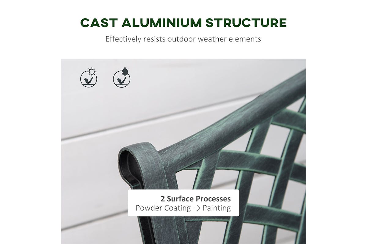 Outsunny Metal Garden Bench | Green-4