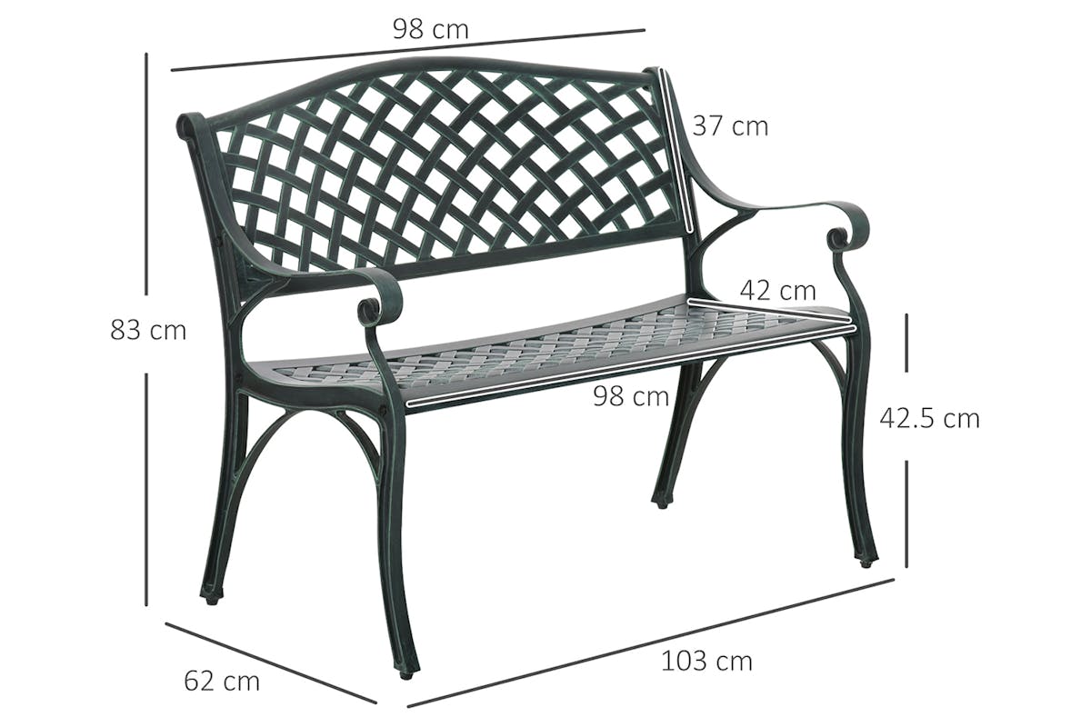 Outsunny Metal Garden Bench | Green-8