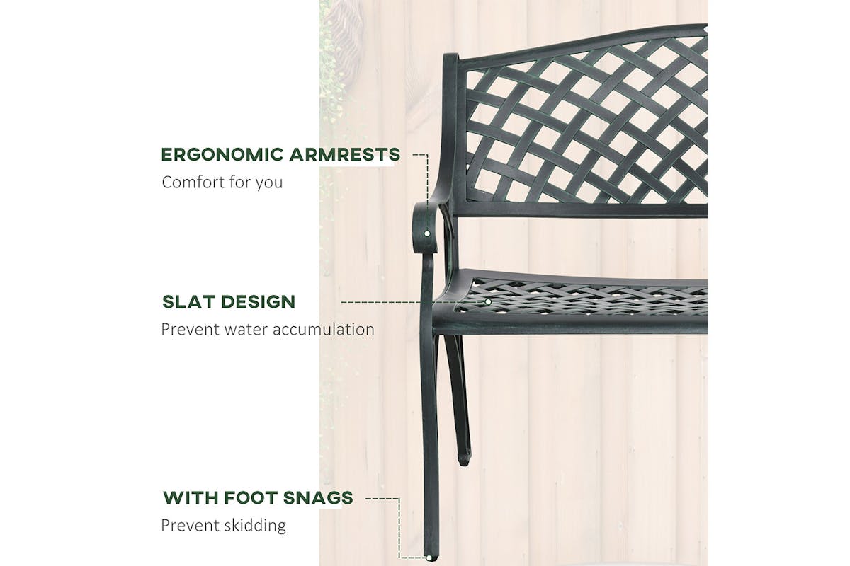 Outsunny Metal Garden Bench | Green-5