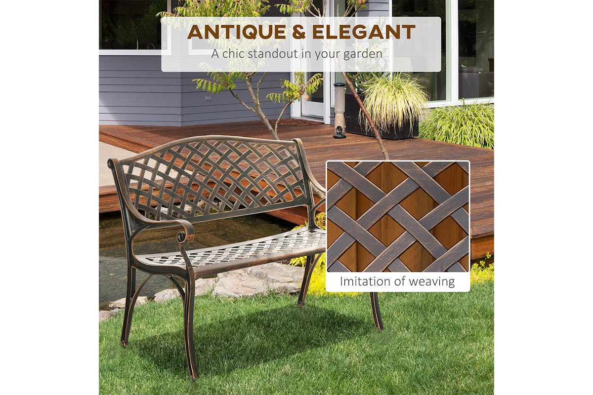 Outsunny Outdoor Garden Bench | Bronze-3