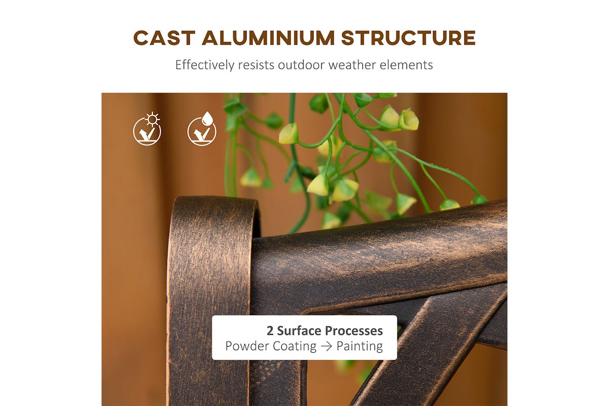 Outsunny Outdoor Garden Bench | Bronze-4