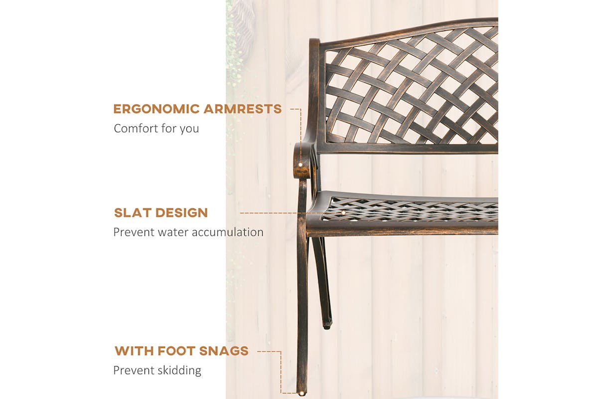 Outsunny Outdoor Garden Bench | Bronze-5