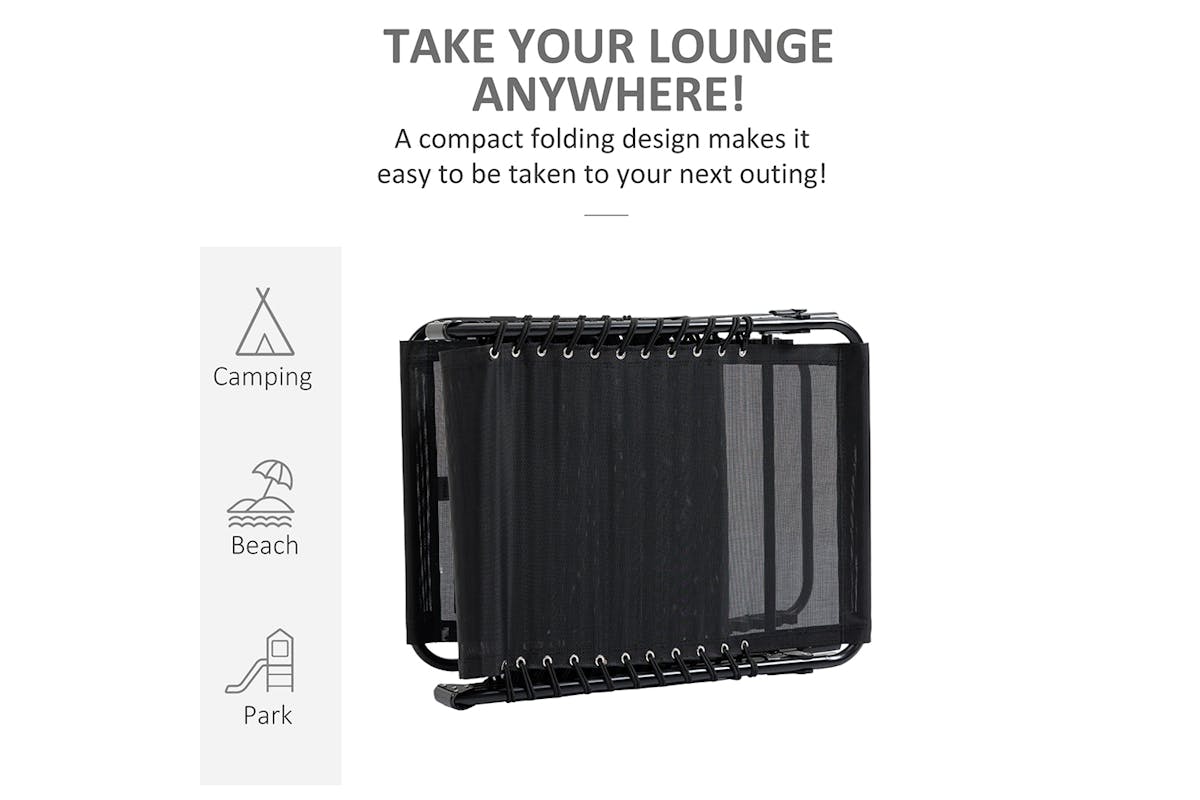 Outsunny Folding Outdoor Reclining Sun Lounger Chair | Black-6