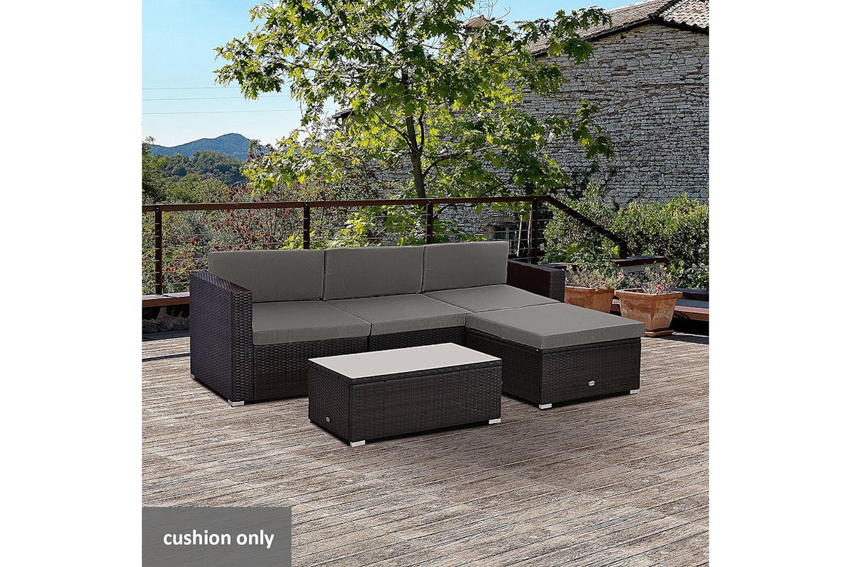 Outsunny Outdoor Cushion Pad Set for Furniture | Grey | 7 Pieces-2
