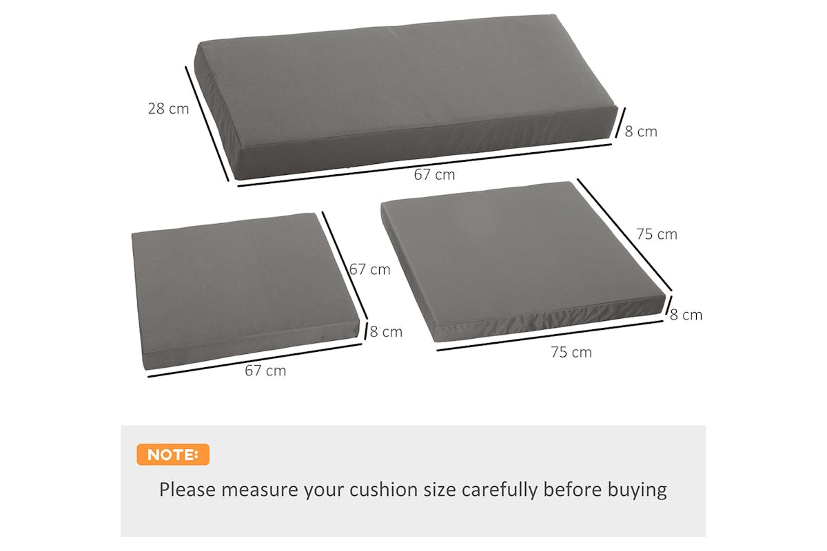 Outsunny Outdoor Cushion Pad Set for Furniture | Grey | 7 Pieces-8