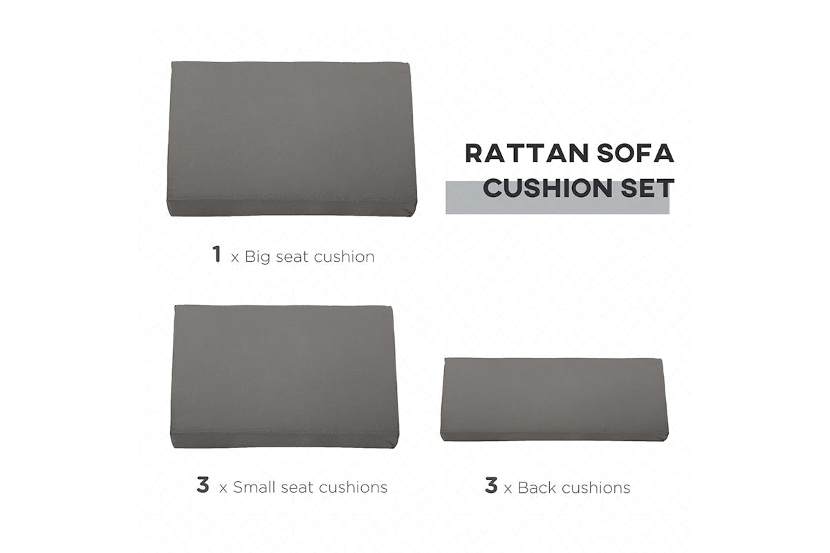 Outsunny Outdoor Cushion Pad Set for Furniture | Grey | 7 Pieces-6