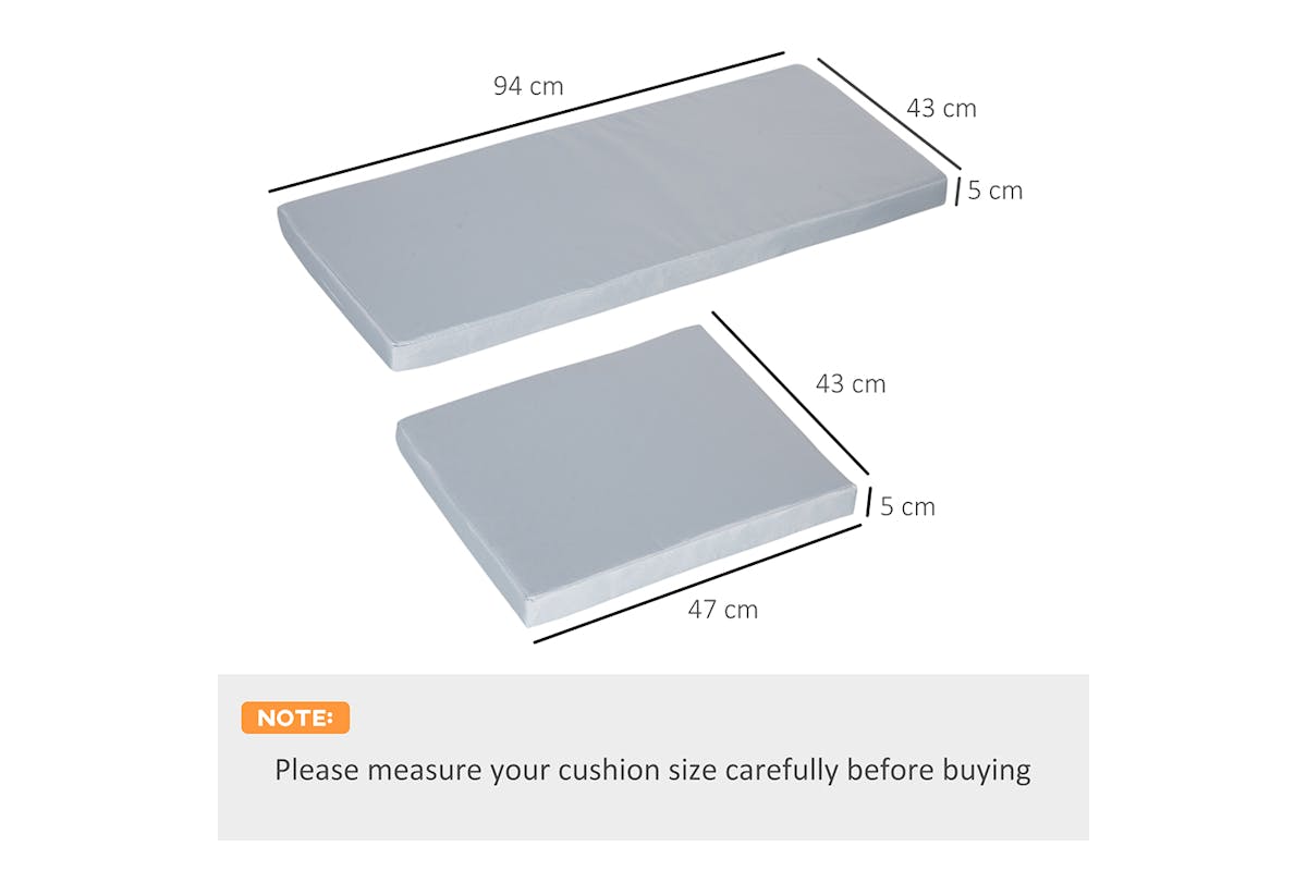 Outsunny Outdoor Seat Cushion Pads for Rattan Furniture | Grey | 3 Pieces-8
