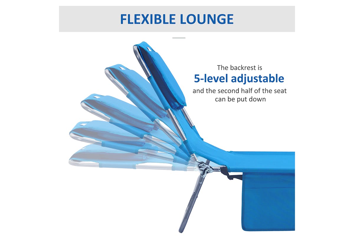 Outsunny Foldable Sun Lounger with Reading Hole | Blue-3