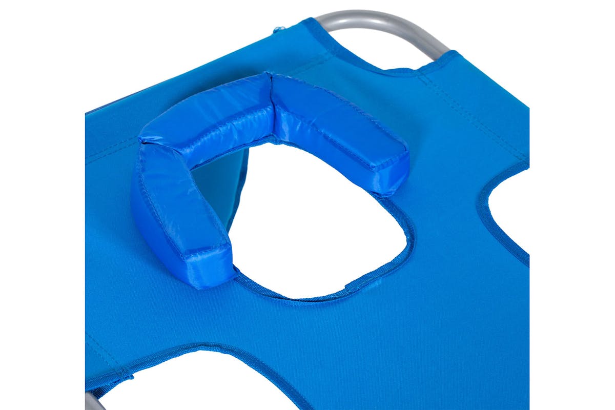 Outsunny Foldable Sun Lounger with Reading Hole | Blue-8
