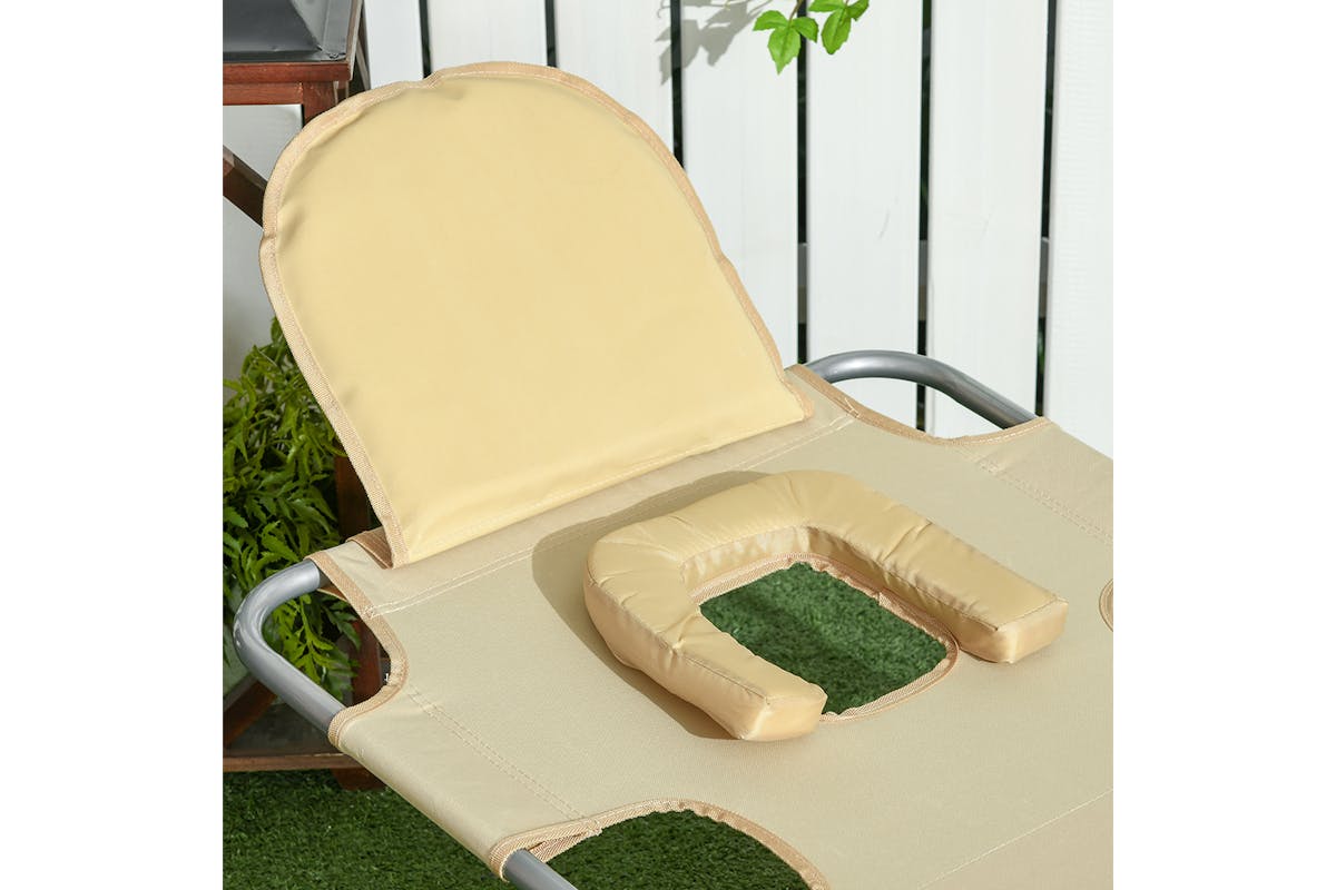 Outsunny Foldable Backrest Sun Lounger | Beige-8