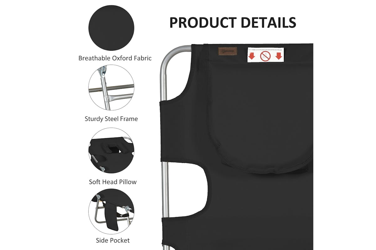 Outsunny Foldable Sun Lounger | Black-6