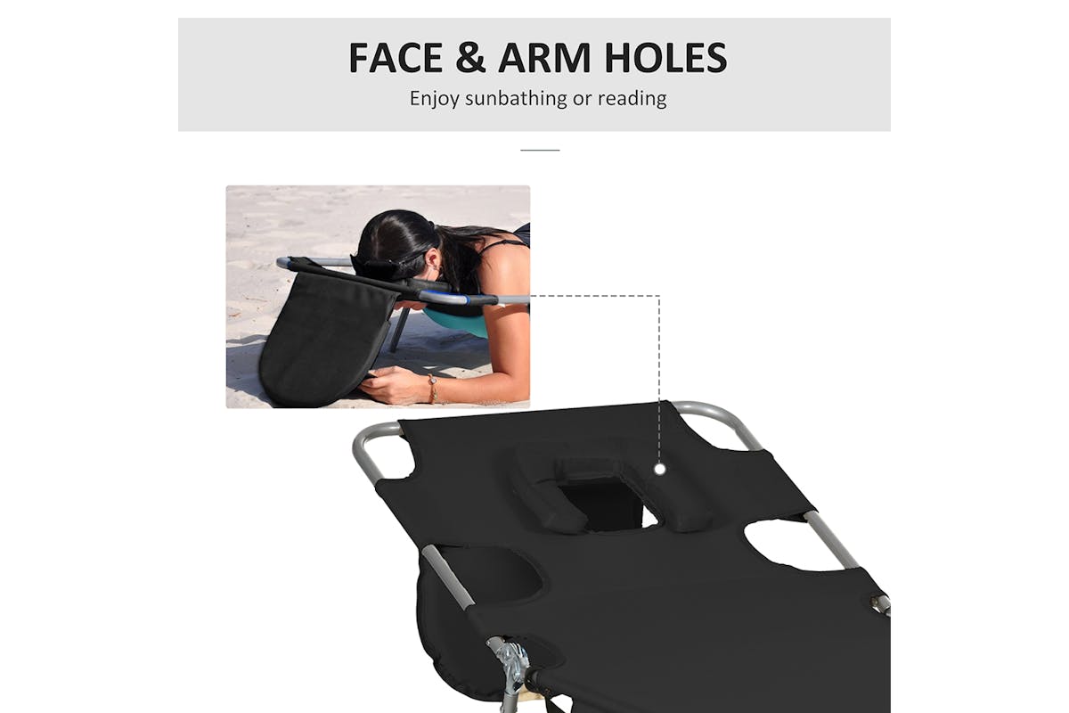 Outsunny Foldable Sun Lounger | Black-7