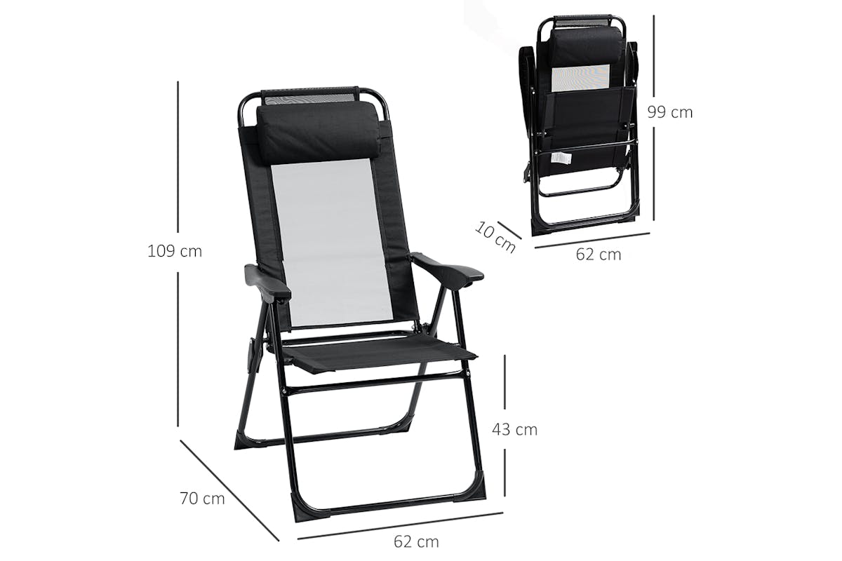 Outsunny Portable Folding Recliner Outdoor Patio Backrest | Black | Set of 2-8