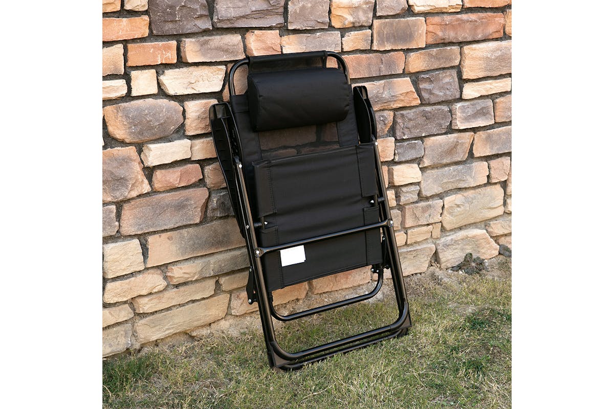 Outsunny Portable Folding Recliner Outdoor Patio Backrest | Black | Set of 2-6