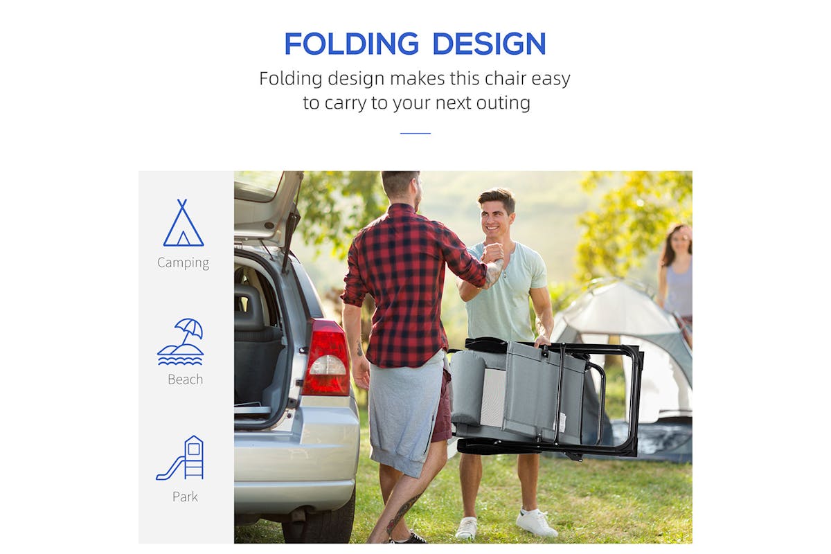 Outsunny Portable Folding Recliner Outdoor Patio Backrest | Grey | Set of 2-7