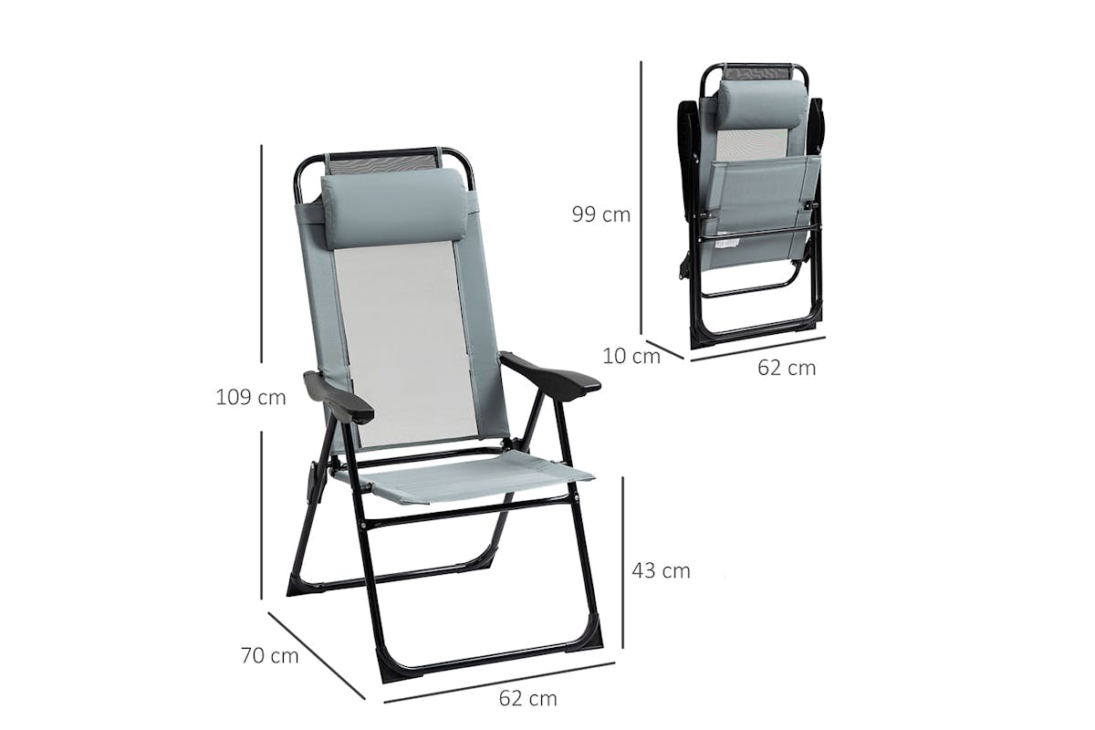 Outsunny Portable Folding Recliner Outdoor Patio Backrest | Grey | Set of 2-8