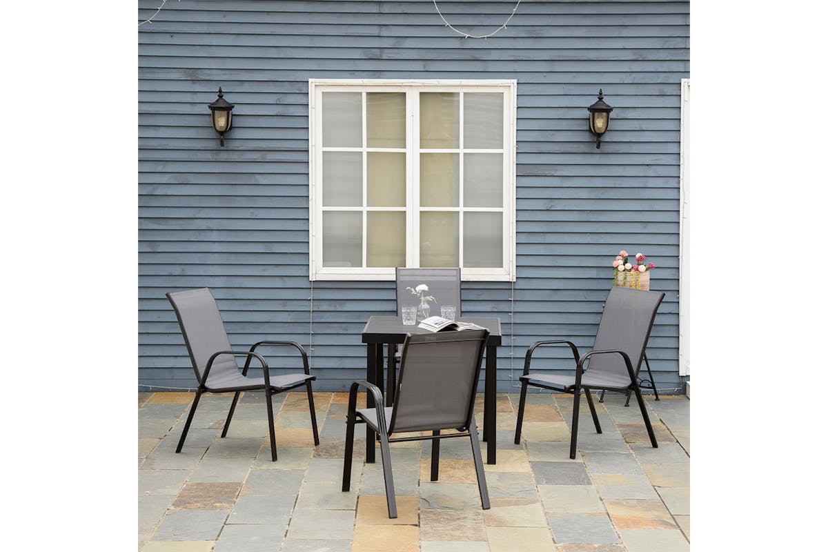 Outsunny Outdoor Garden Chairs  | Dark Grey | Set of 4-2