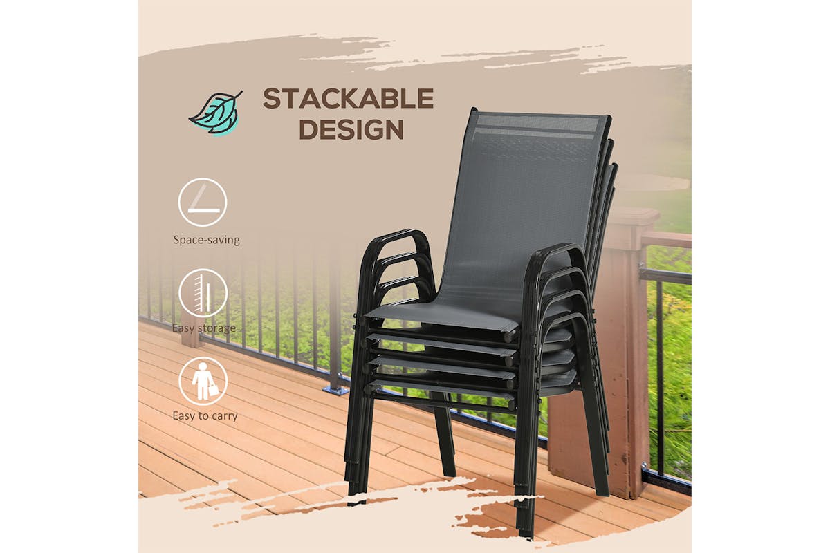 Outsunny Outdoor Garden Chairs  | Dark Grey | Set of 4-4